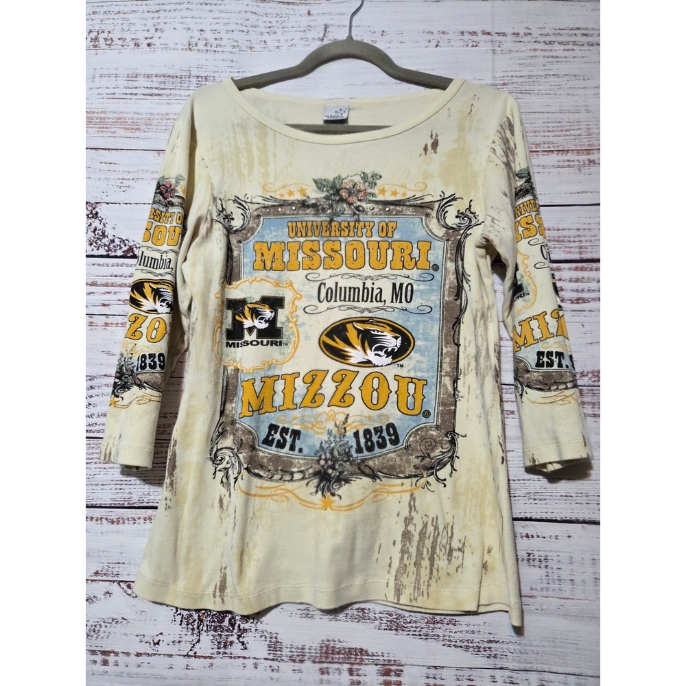 Creative Apparel Mizzou University of Missouri Tigers 3/4 Sleeve Top Medium